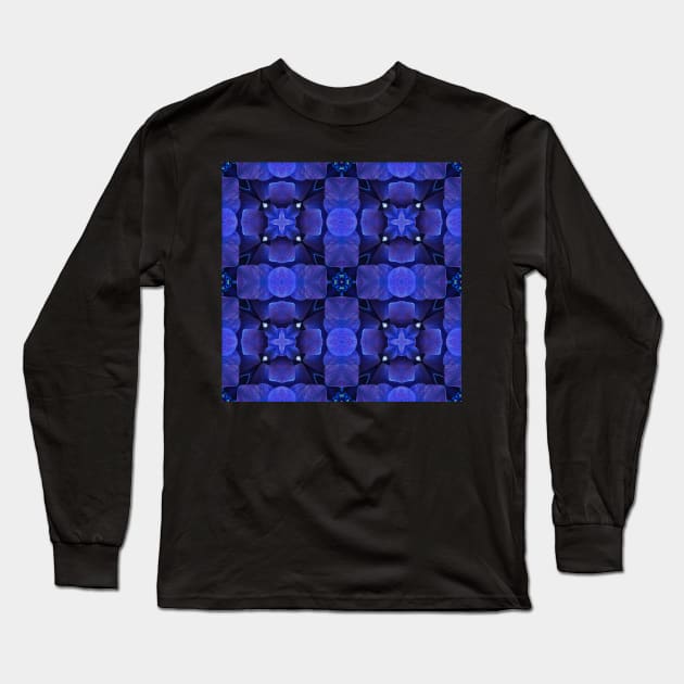 Royal Blue Hydrangea Pattern 1 Long Sleeve T-Shirt by BubbleMench